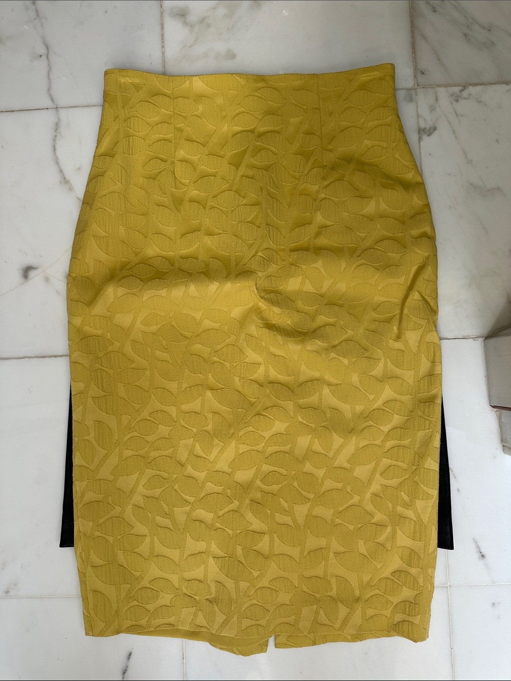 Catherine Malandrino High Waisted Yellow Textured Pencil Skirt